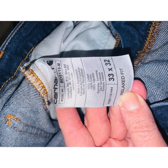 Carhartt Relaxed Fit Men Blue Denim Jeans 33x32 Straight Leg Western Cowboy Jean - Picture 6 of 7